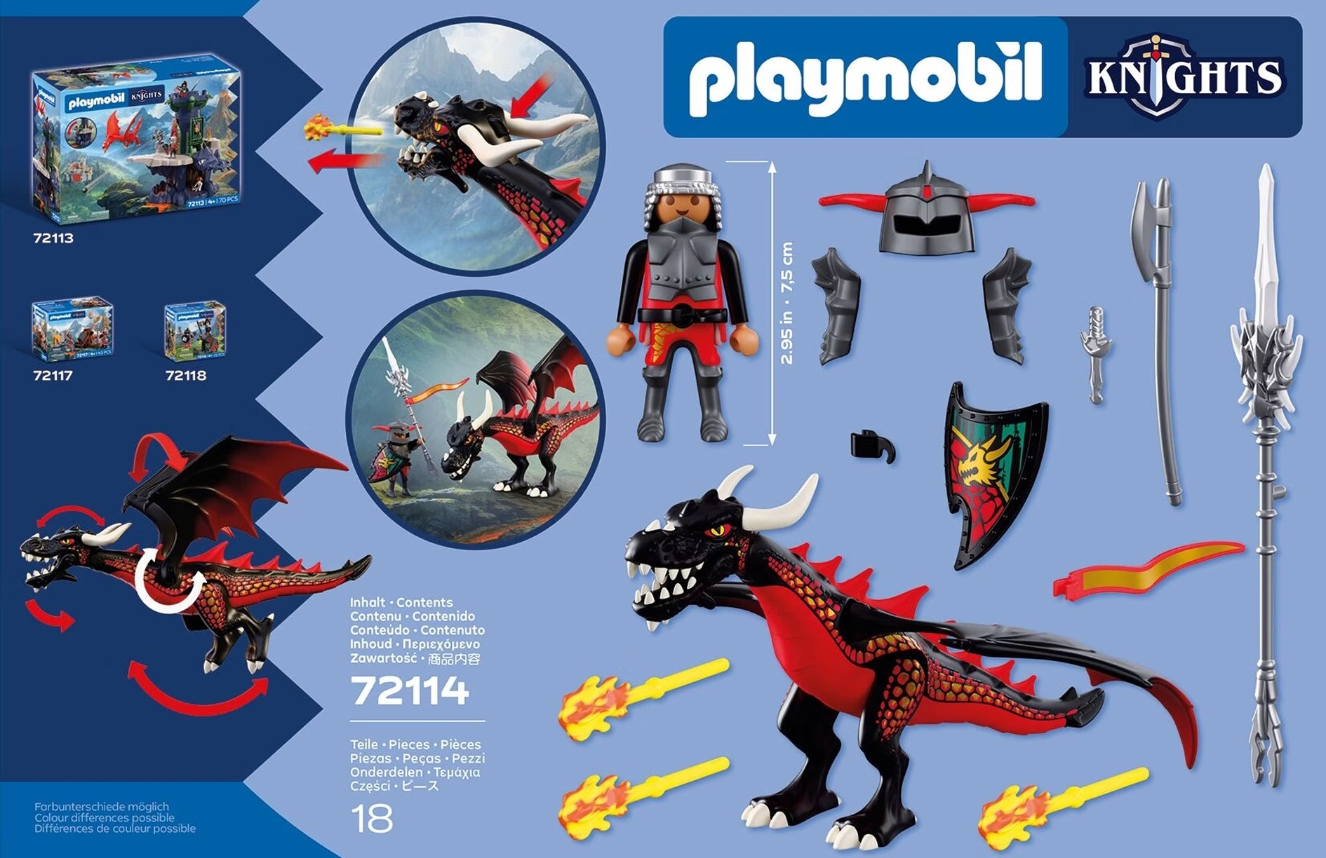PLAYMOBIL KNIGHTS - BLACK DRAGON & KNIGHT #72114