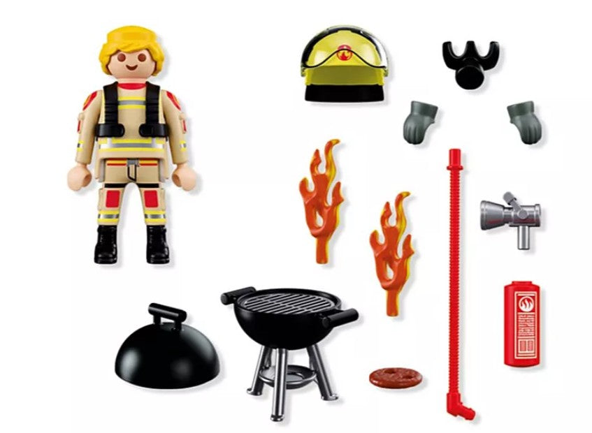 PLAYMOBIL SPECIAL PLUS - POMPIER ET BARBECUE EN FEU #72149
