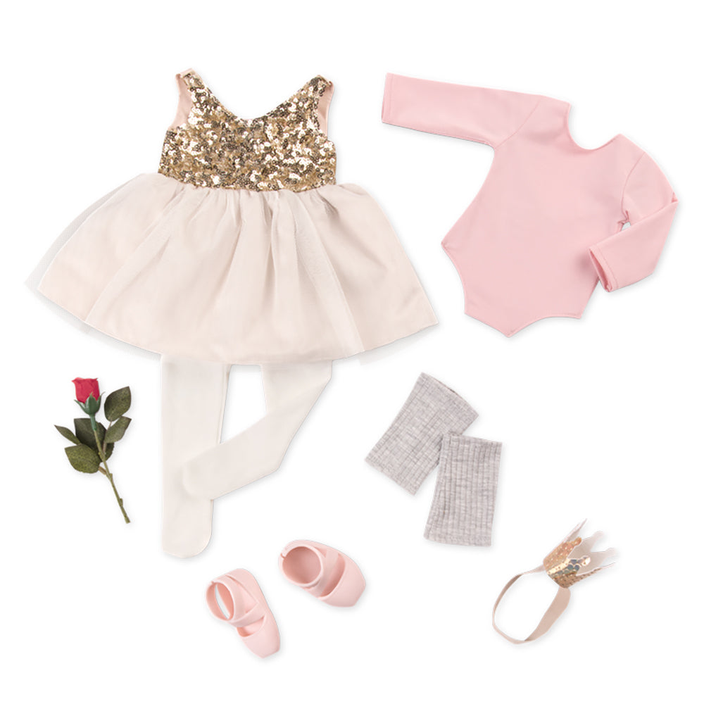 OG LUXURY CLOTHES SET - "OPENING NIGHT" LEOTARD, TUTU AND TIGHTS FOR 18-INCH DOLL