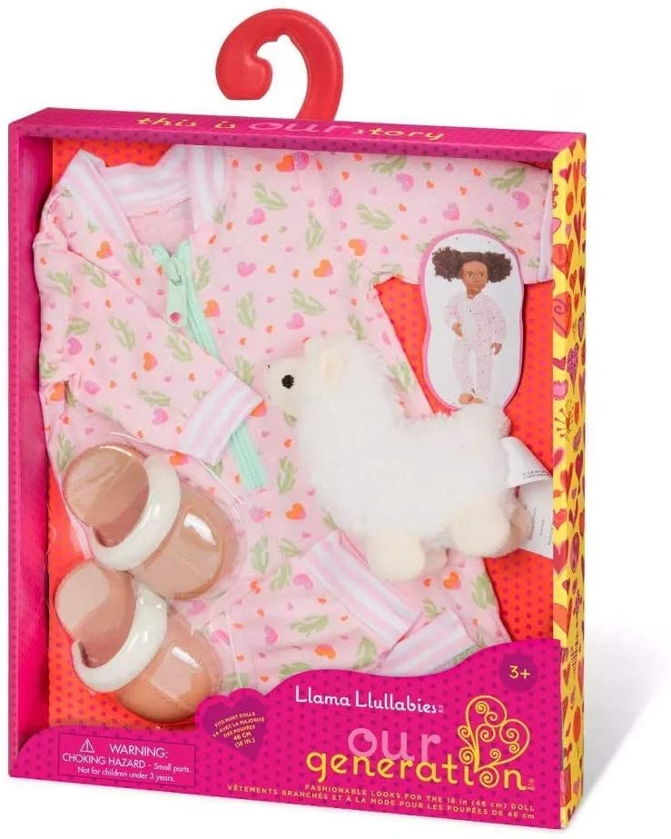 OG CLOTHES SET - PAJAMAS AND LLAMA PLUSH FOR 18-INCH DOLL