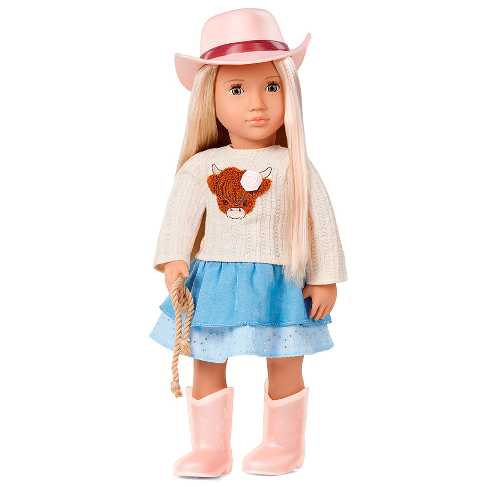 ENSEMBLE VÊTEMENTS OG DE LUXE - CHANDAIL ET JUPE POUR POUPÉE (WESTERN BELLE)46 CM (18")