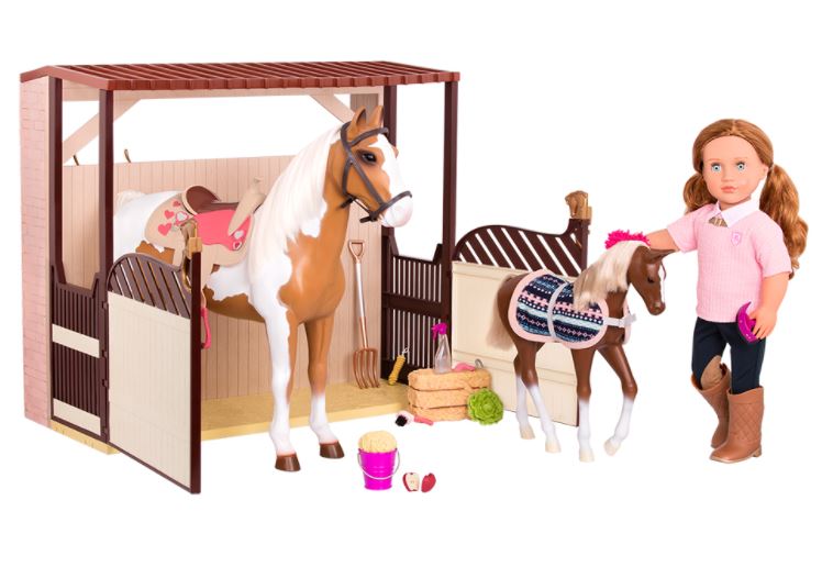 CHEVAL OG - ÉCURIE "DES HECTARES D'AVENTURES" POUR POUPÉE DE 18"(46CM)