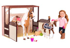 CHEVAL OG - ÉCURIE "DES HECTARES D'AVENTURES" POUR POUPÉE DE 18"(46CM)