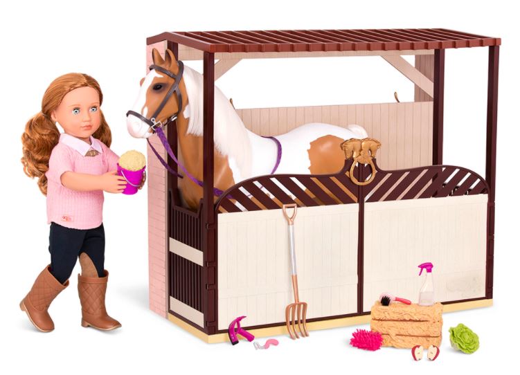 CHEVAL OG - ÉCURIE "DES HECTARES D'AVENTURES" POUR POUPÉE DE 18"(46CM)