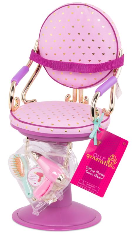 ACCESSOIRES OG - CHAISE DE COIFFEUR MAUVE POUR POUPÉE DE 18"(46CM)