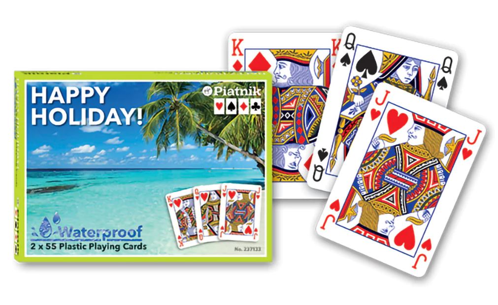 PIATNIK GAME - DOUBLE HAPPY HOLIDAYS 100% PLASTIC PLAYING CARDS