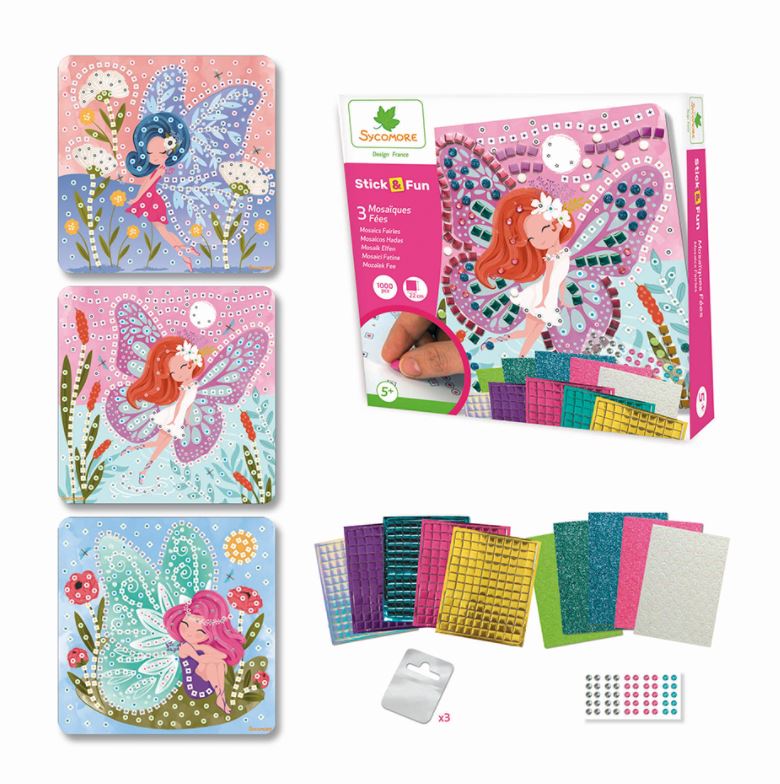 STICK'N FUN - PETIT MODÈLE 3 MOSAÏQUES - FÉES JC22 (PRENDRE #ASSEZ DE MOISAÏQUES POUR 2025)