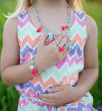 ENSEMBLE DE COLLIER ET BRACELET DE COULEUR MENTHE ET ORANGE