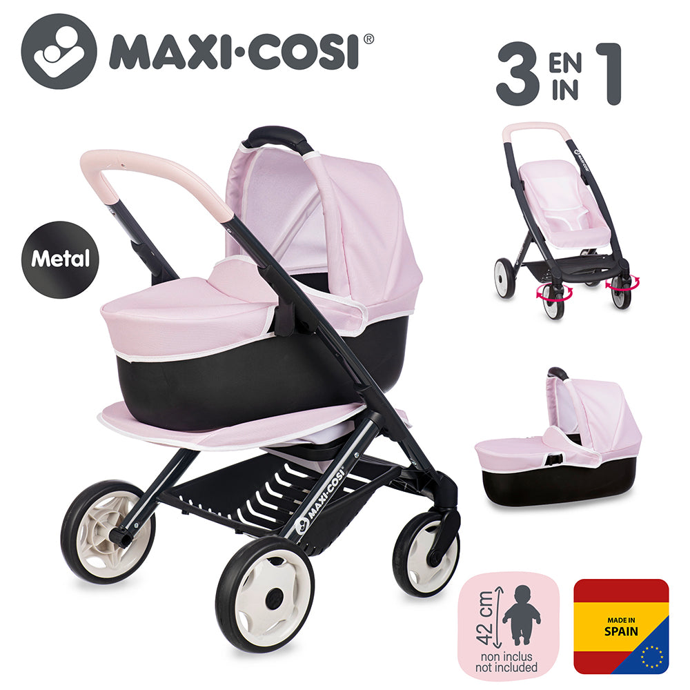 SMOBY - MAXI COSI - 3-IN-1 PINK PRAM STROLLER