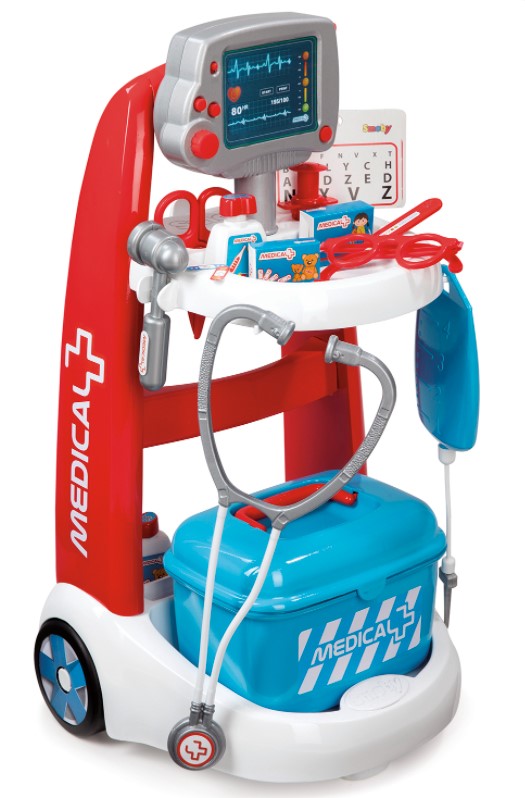 SMOBY - ELECTRONIC MEDICAL TROLLEY WITH 16 ACCESSORIES
