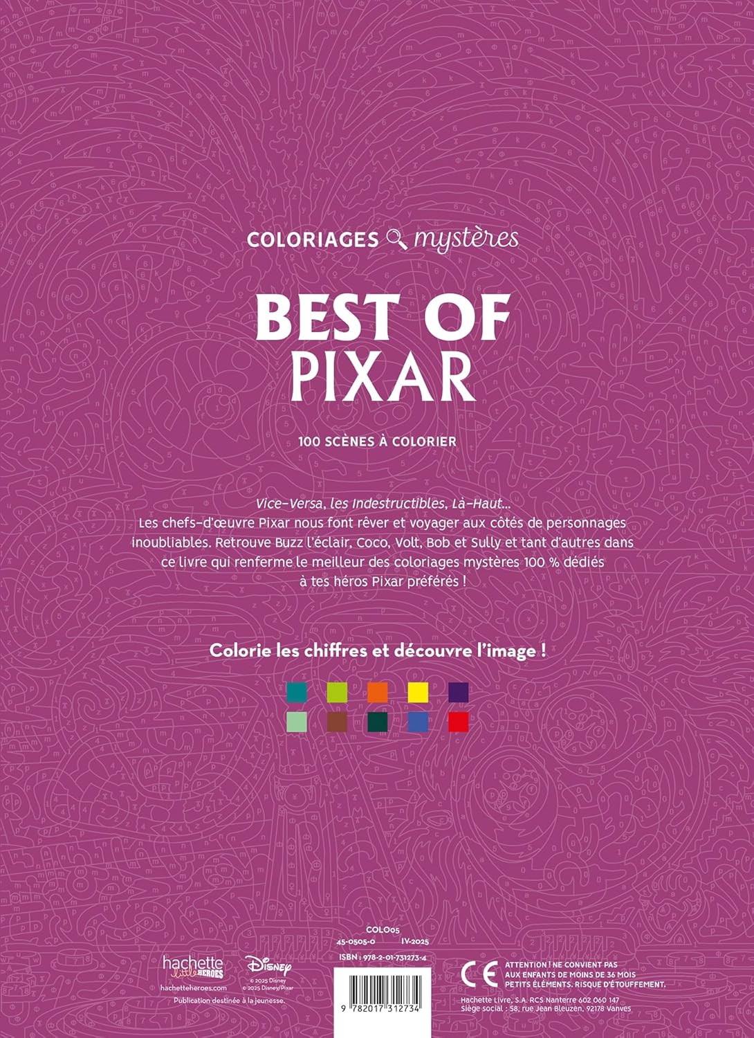 DISNEY MYSTERY COLORING - BEST OF PIXAR (COLOR BY NUMBER BOOK)