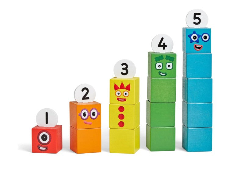 NUMBERBLOCKS - 1 TO 5 WOODEN NUMBER BLOCKS – HAND TO MIND (MULTILINGUAL)