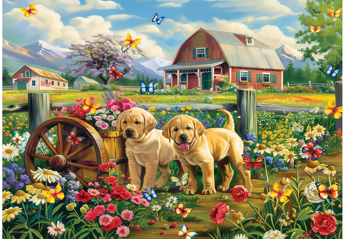 EUROGRAPHICS CASSE-TÊTE CONNEXION 48 PIÈCES - LE PRINTEMPS DES CHIOTS (SHAWNA STEWART) #9748-0874-2