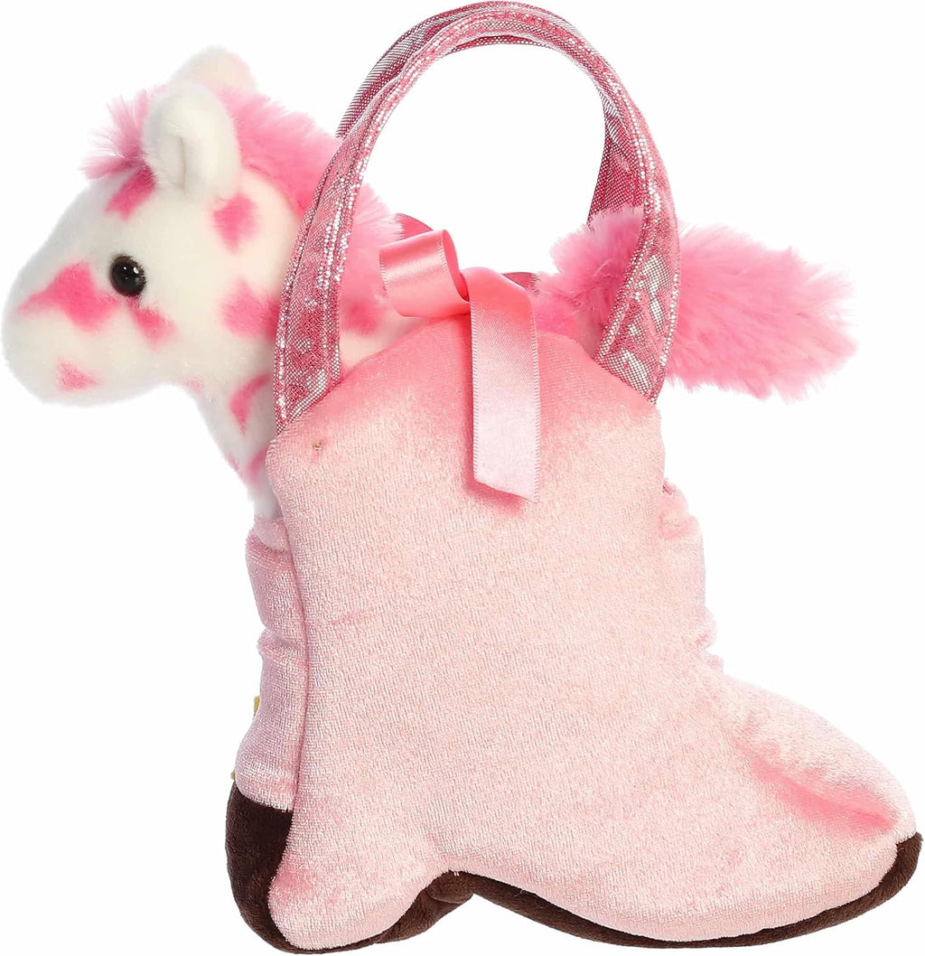 PELUCHE AURORA FANCY PALS - SAC ROSE EN FORME DE BOTTE AVEC CHEVAL 7,5"