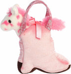 PELUCHE AURORA FANCY PALS - SAC ROSE EN FORME DE BOTTE AVEC CHEVAL 7,5"