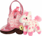 PELUCHE AURORA FANCY PALS - SAC ROSE EN FORME DE BOTTE AVEC CHEVAL 7,5"
