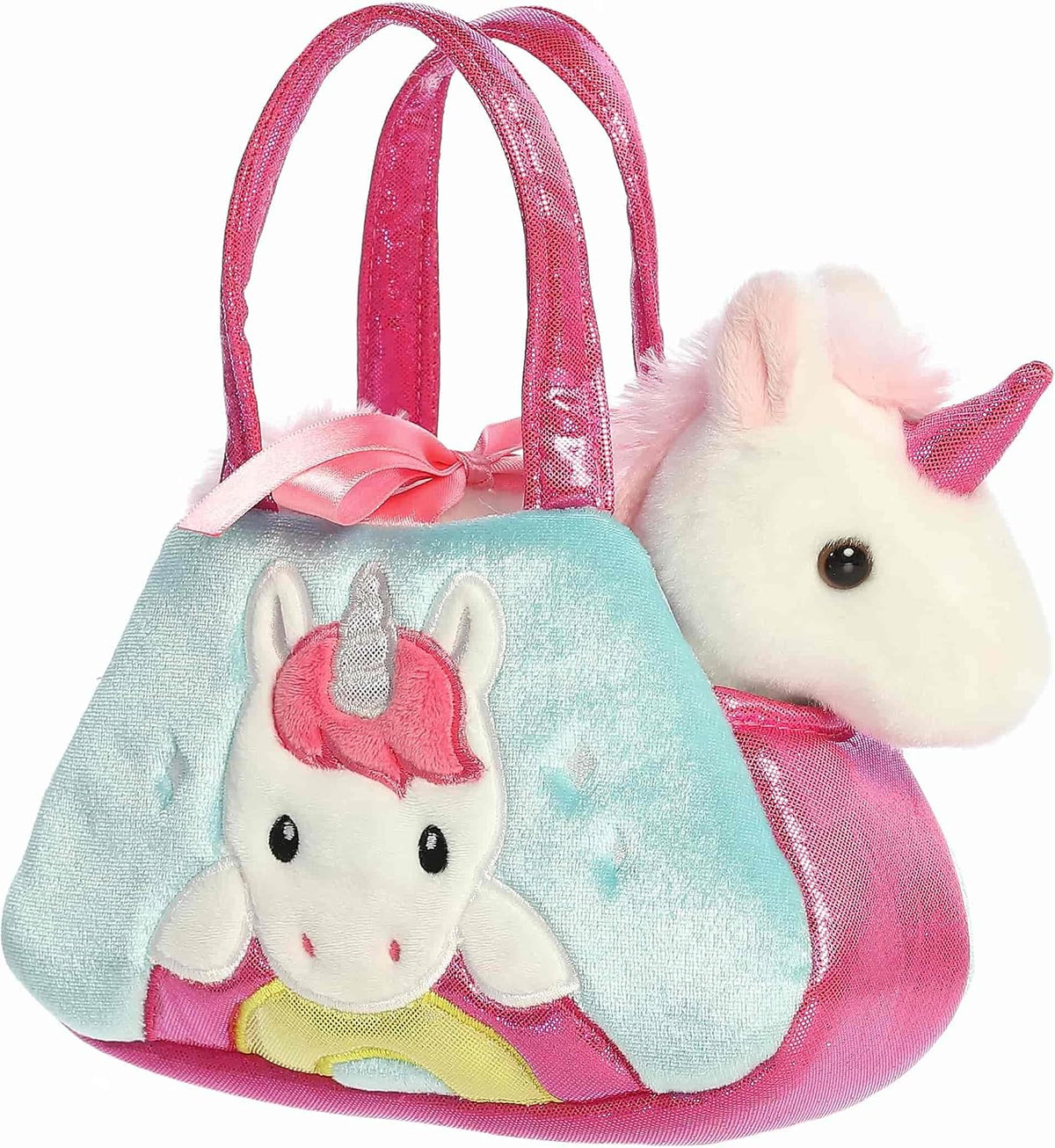 PELUCHE AURORA - SACOCHE LICORNESUR ARC-EN-CIEL (8")