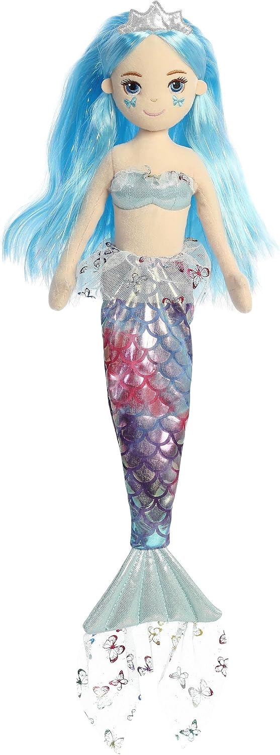 PELUCHE AURORA - SEA SPARKLES - SIRÈNE CHEEKYS PAPILLON 45.7 CM (18")