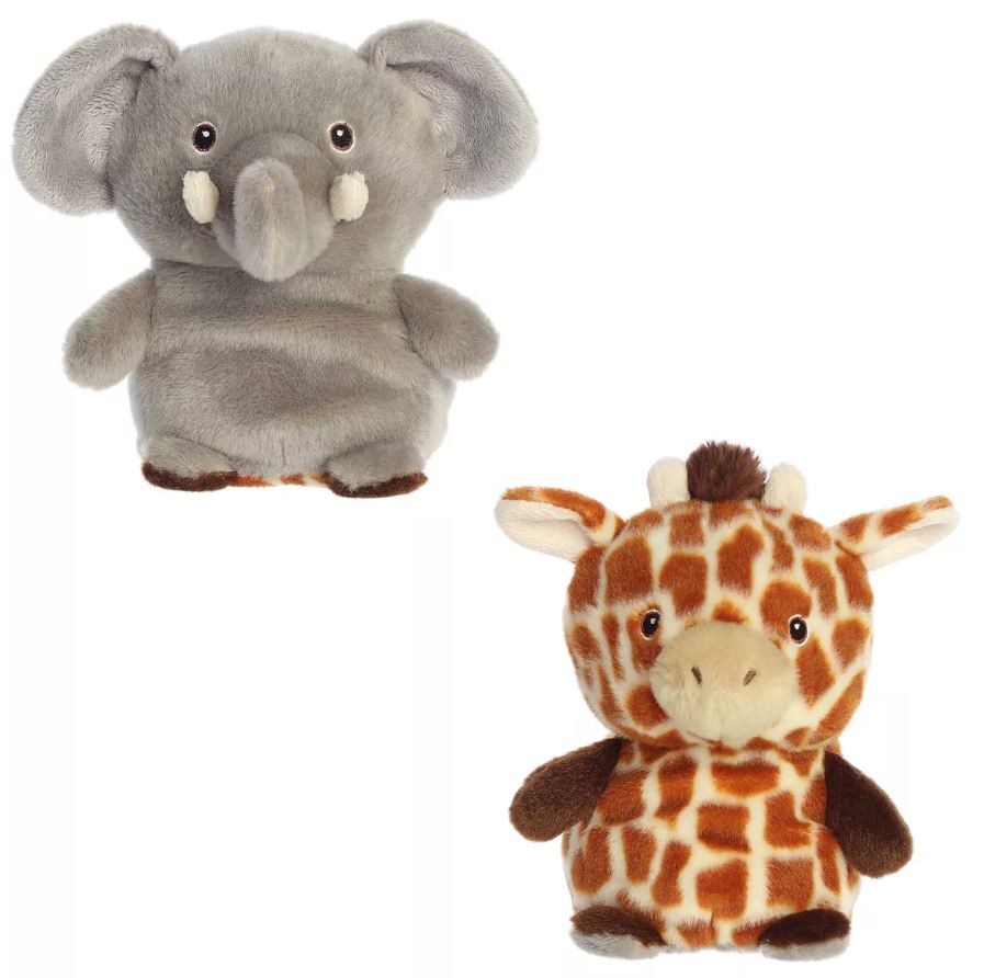 ECO NATION - PELUCHE ECO RÉVERSIBLES - ÉLÉPHANT/GIRAFE 6,5"