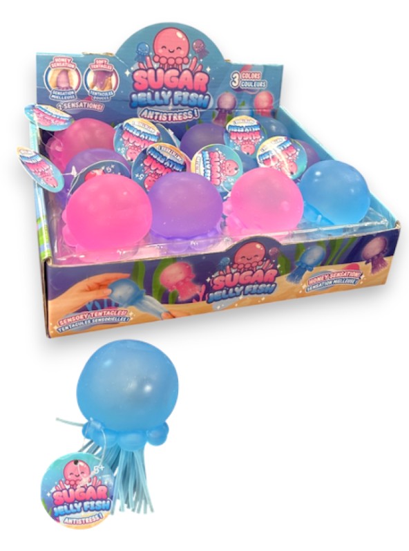 JOUET SENSORIEL ANTI-STRESS SQUISHY - MÉDUSE EXTENSIBLE BOULE DE SUCRE ASST