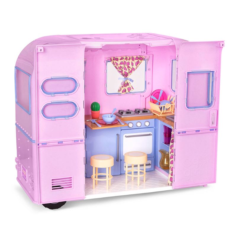 VÉHICULE OG - ROULOTTE DE CAMPING POUR POUPÉE DE 46 CM ("R.V. SEEING YOU CAMPER")