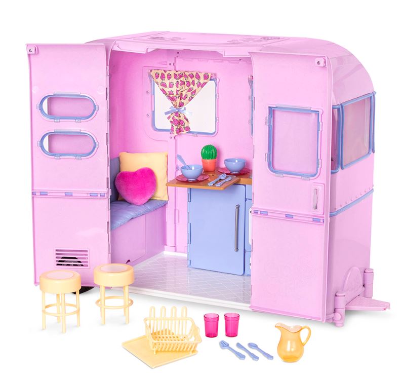 VÉHICULE OG - ROULOTTE DE CAMPING POUR POUPÉE DE 46 CM ("R.V. SEEING YOU CAMPER")