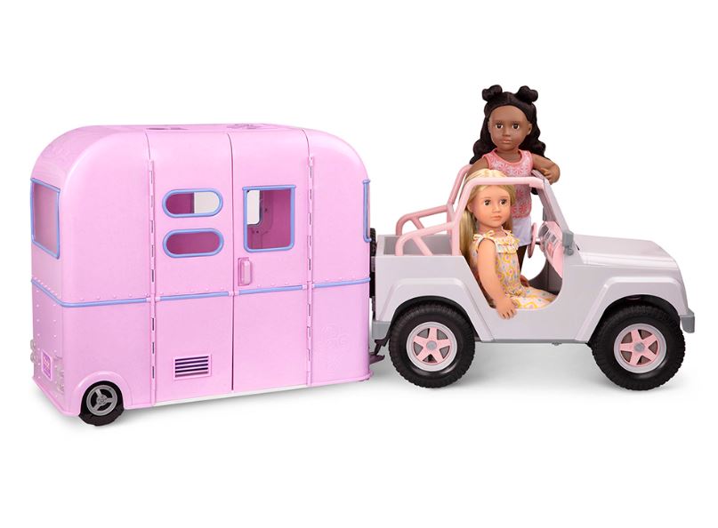 VÉHICULE OG - ROULOTTE DE CAMPING POUR POUPÉE DE 46 CM ("R.V. SEEING YOU CAMPER")