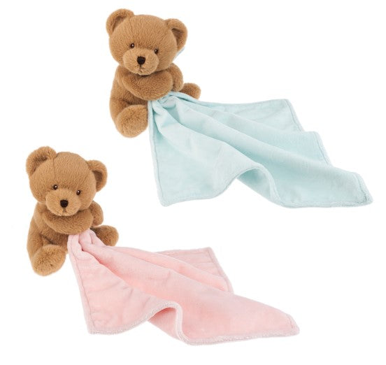 PINK OR BLUE TEDDY BEAR COMFORTERS ASST