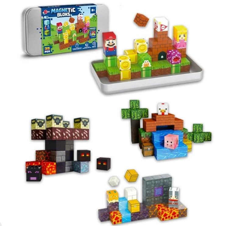 MAGNETIC BLOCK - JEU DE BLOCS MAGNÉTIQUES DE VOYAGE 35 PIÈCES ASST