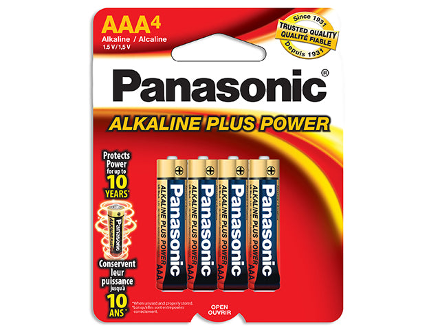 PILES PANASONIC ALKALINE PLUS POWER AAA 1.5V - 4X