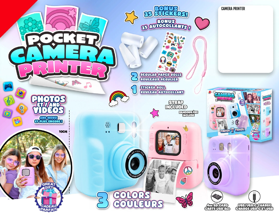 APPAREIL PHOTO IMPRIMANTE POUR ENFANTS ASST