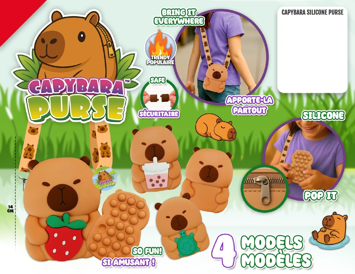 SAC À MAIN EN SILICONE CAPYBARA AVEC POP-IT ASST