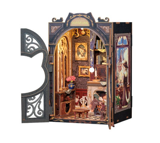 BOOK NOOK BRICOLAGE DIY -  LE BUREAU DU COMTE CHAT (INSERTION D'ÉTAGÈRE DE COIN DE LIVRE)
