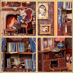 BOOK NOOK BRICOLAGE DIY -  LE BUREAU DU COMTE CHAT (INSERTION D'ÉTAGÈRE DE COIN DE LIVRE)