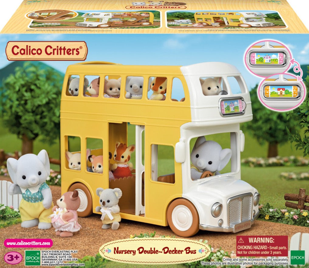 CALICO CRITTERS - ENSEMBLE D'AUTOBUS À DEUX ÉTAGES POUR LA GARDERIE