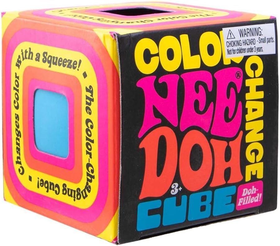 BALLE CUBE NEEDOH ANTI-STRESS - CHANGEMENT DE COULEUR 2,3" ASST