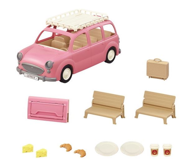 CALICO CRITTERS - VOITURE FAMILIALE ROSE (CONVERTIBLE EN ENSEMBLE DE PIQUE-NIQUE)