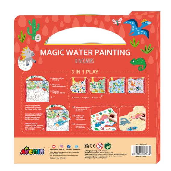 LIVRE À COLORIER AVEC CRAYON À EAU - DINOSAURES