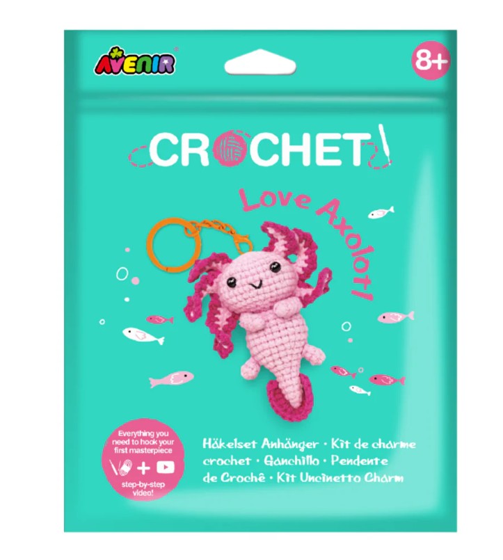 AVENIR - PORTE-CLÉS AU CROCHET - AXOLOTL AMOUREUX
