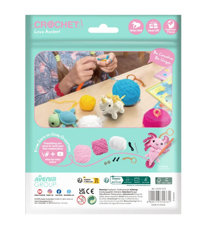 AVENIR - PORTE-CLÉS AU CROCHET - AXOLOTL AMOUREUX