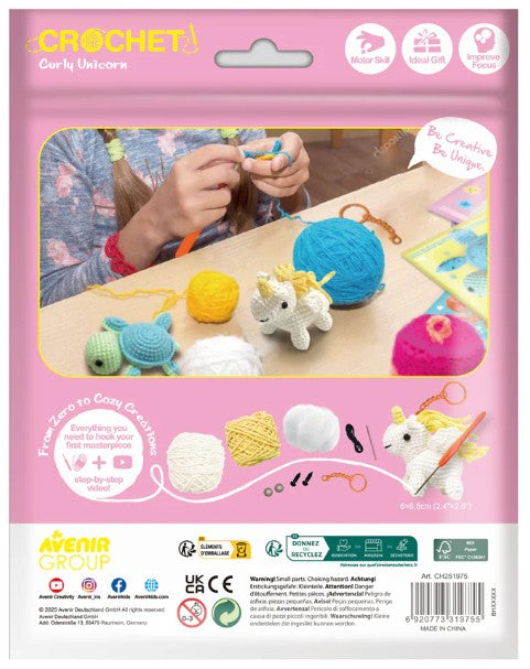 AVENIR - PORTE-CLÉS AU CROCHET - LICORNE FRISÉE