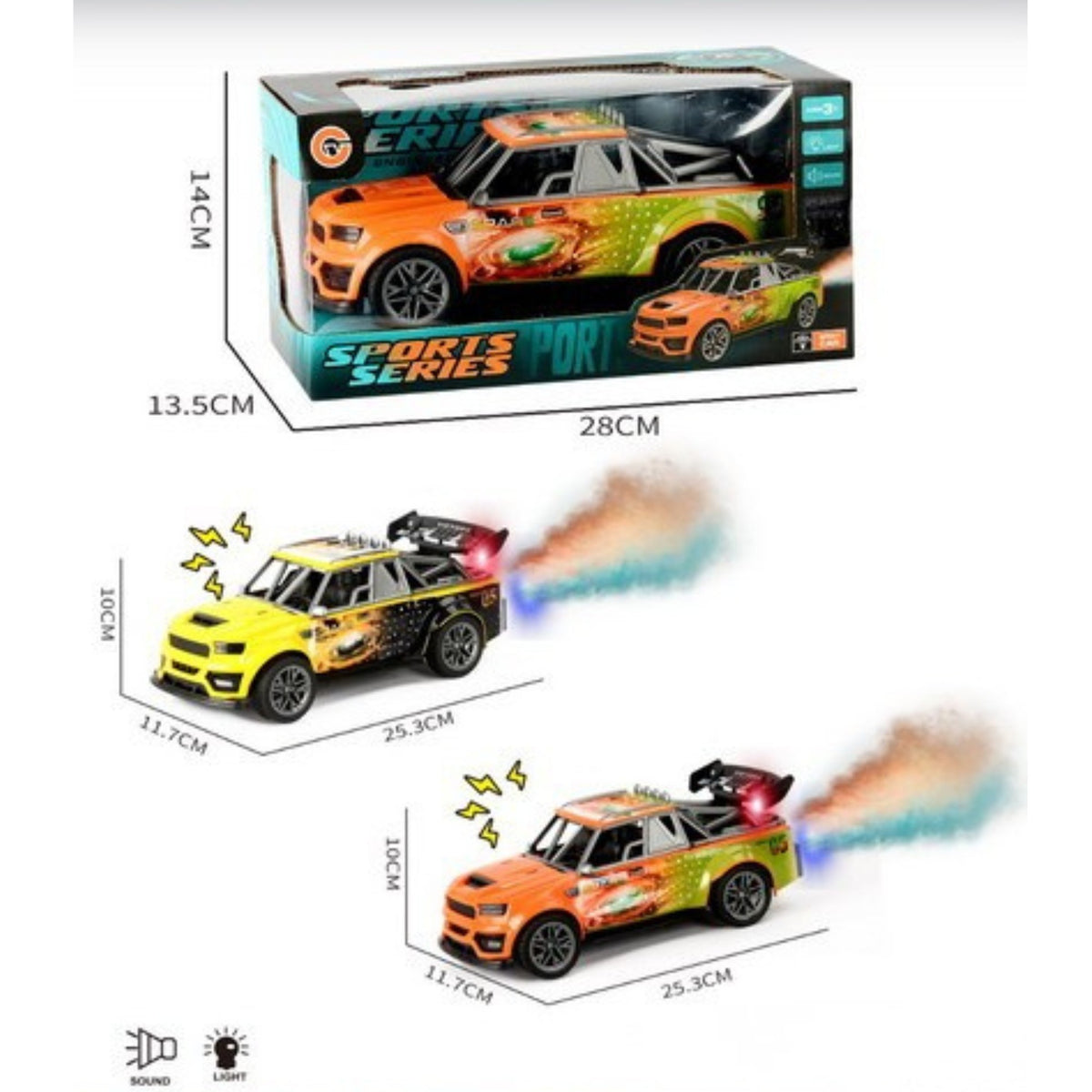 VOITURE SPORT À FRICTION AVEC SONS ET LUMIÈRES 30 CM (12") ASST