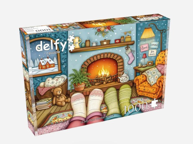 DELFY CASSE-TÊTE 1000 PIÈCES - PIEDS BIEN AU CHAUD POUR UNE NUIT D'HIVER(COZY FEET WINTER NIGHT) #DE-26032