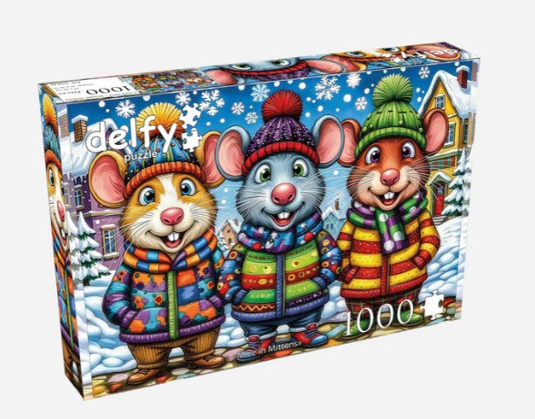 DELFY CASSE-TÊTE 1000 PIÈCES - PETITES SOURIS D'HIVER (MICE IN MITTENS) #DE-26041