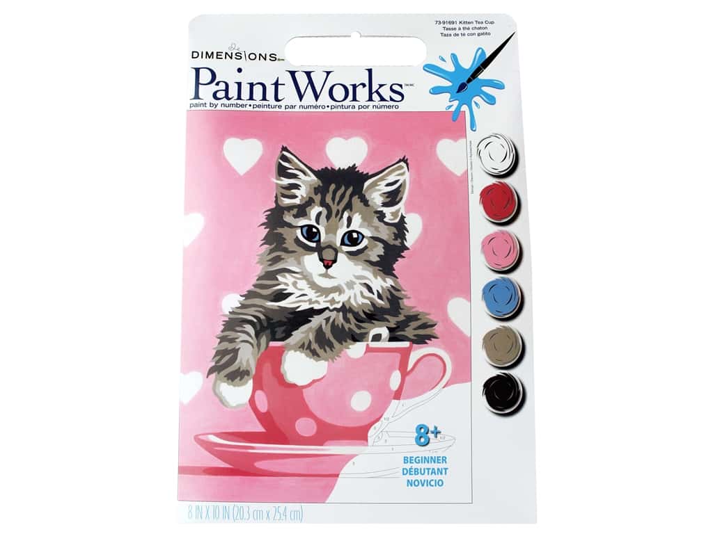 PEINTURE À NUMÉROS JUNIOR - TASSE À THÉ AVEC CHATON 8X10