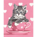 PEINTURE À NUMÉROS JUNIOR - TASSE À THÉ AVEC CHATON 8X10
