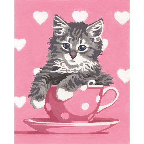 PEINTURE À NUMÉROS JUNIOR - TASSE À THÉ AVEC CHATON 8X10
