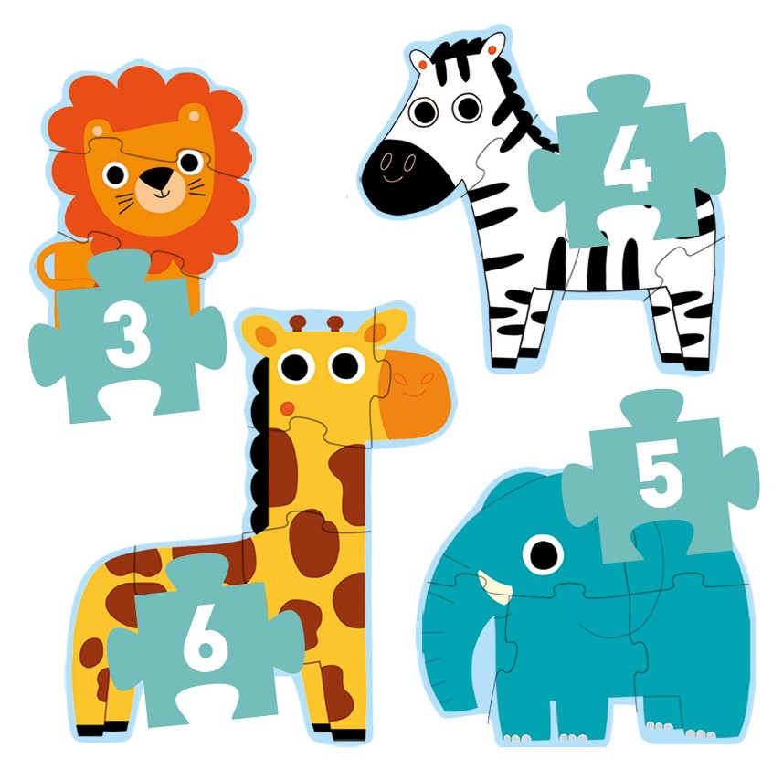 DJECO CASSE-TÊTE PROGRESSIF 3-4-5-6 PIÈCES - PRIMO PUZZLE DANS LA JUNGLE #DJ07135