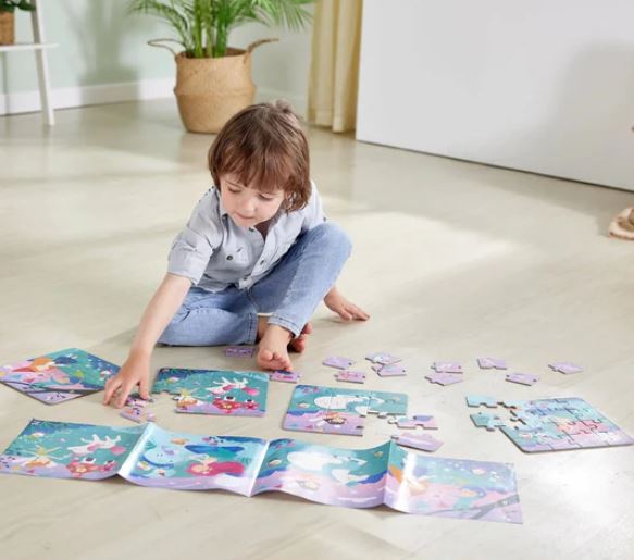 HAPE CASSE-TÊTE PROGRESSIF 4 EN 1 - 9-12-16-20 PIÈCES - CONTES DE FÉES #E1640