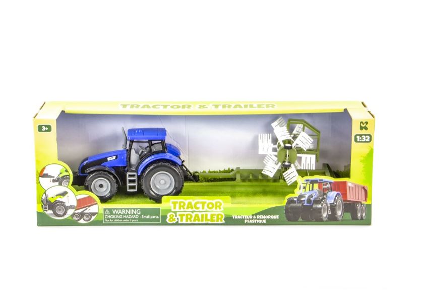 TRACTEUR ET REMORQUE À L'ÉCHELLE 1:32 - 48 CM (19") ASST